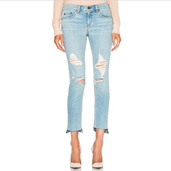 Rag & Bone Dre Capri Distressed Raw Hem Marina Wash - Picture 1 of 15